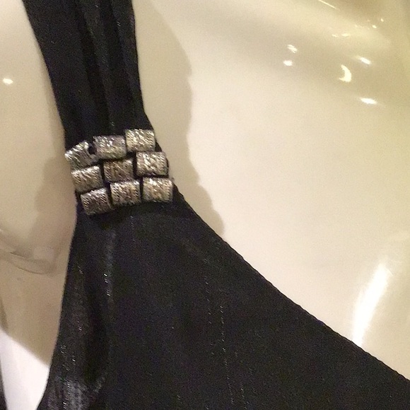 ⭐️HOST PICK⭐️NWT Black multiple layered top with rhinestones on front st… - Picture 5 of 6